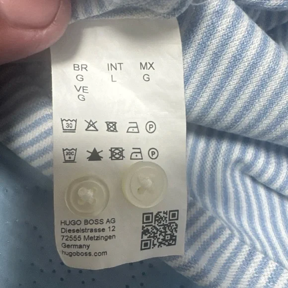 Boss Light Blue Fine-Striped Mens Dress Shirt A49 - Picture 11 of 13